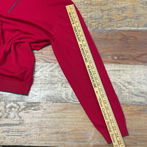 Hart Schaffner Marx Extra Fine Merino Wool 1/4 Zip Sweater Size Large Red - Picture 9 of 10